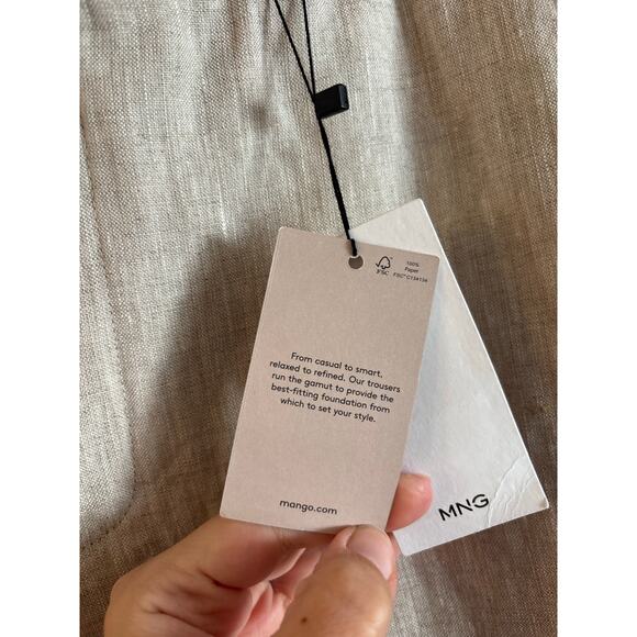NWT Mango MNG Men’s 100% Linen Pants Slim Fit Pockets Off White Size 38 - Picture 6 of 10